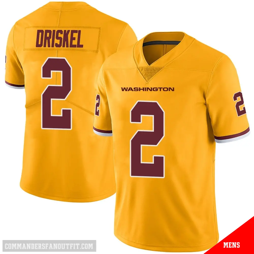 ＃2 Men's Jeff Driskel Gold Limited Washington Commanders Color Rush Jersey