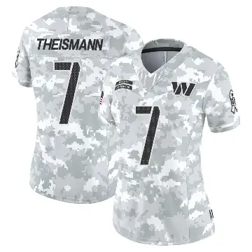 ＃7 Women's Joe Theismann Arctic Camo Limited Washington Commanders 2024 Salute to Service Jersey