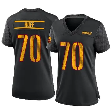 ＃70 Women's Sam Huff Black Game Washington Commanders Alternate Jersey